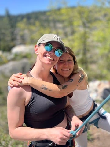 12. @stoke_chaser and I, my first best friend made after coming out, shining radiantly at her beautiful wedding, and sharing our mutual love of rock climbing.